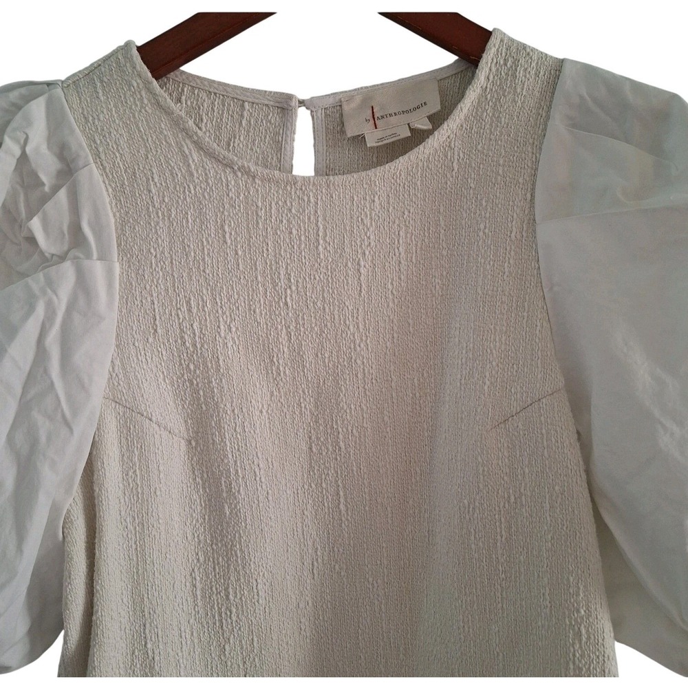 Anthropologie Puff-Sleeve Blouse S White Creme Women's Top Size Small